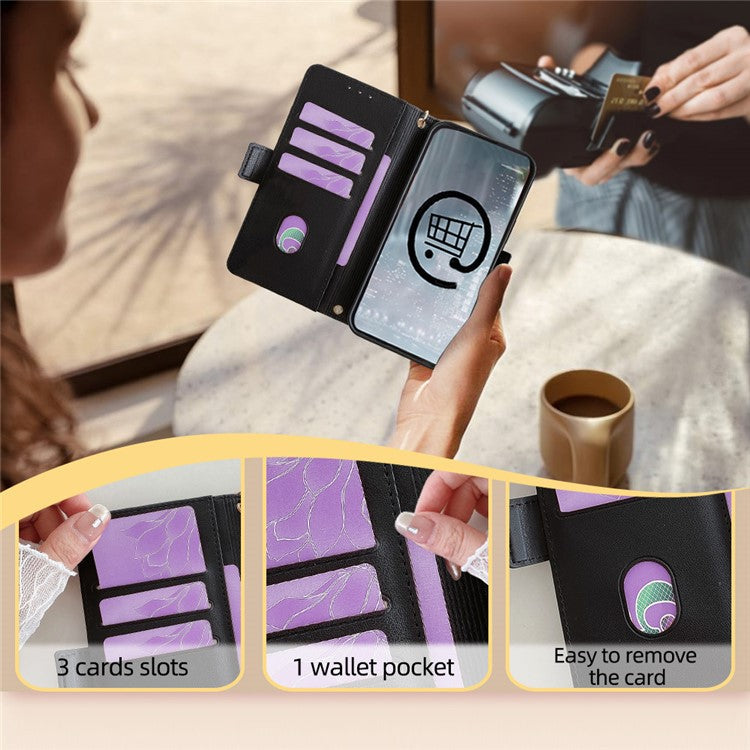 For OnePlus Nord CE4 Lite 5G / Oppo K12x 5G (China) Case PU Leather Wallet Stand Phone Cover with Crossbody Shoulder Strap - Black