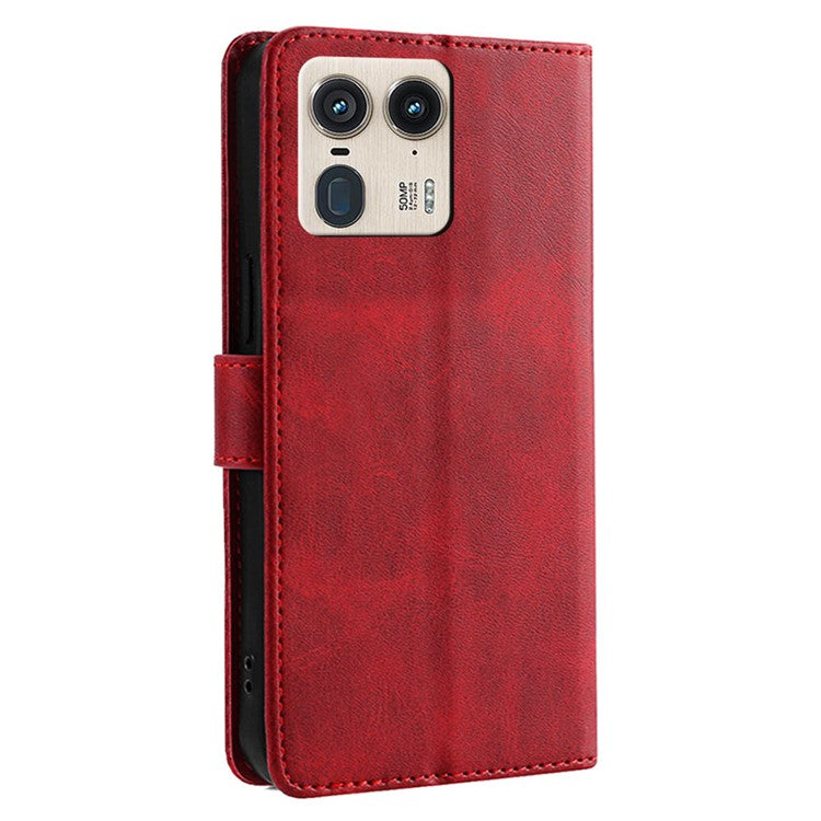 For Motorola Moto X50 Ultra 5G / Edge 50 Ultra 5G Wallet Case Calf Texture Leather Phone Cover - Red