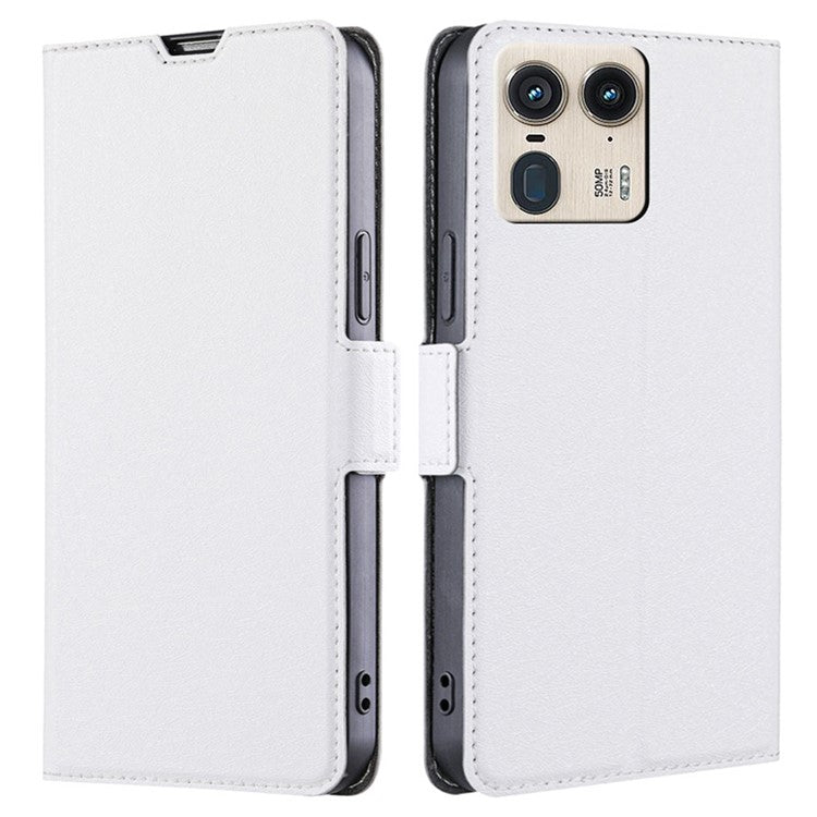 For Motorola Moto X50 Ultra 5G / Edge 50 Ultra 5G Case Card Holder PU Leather Phone Cover - White
