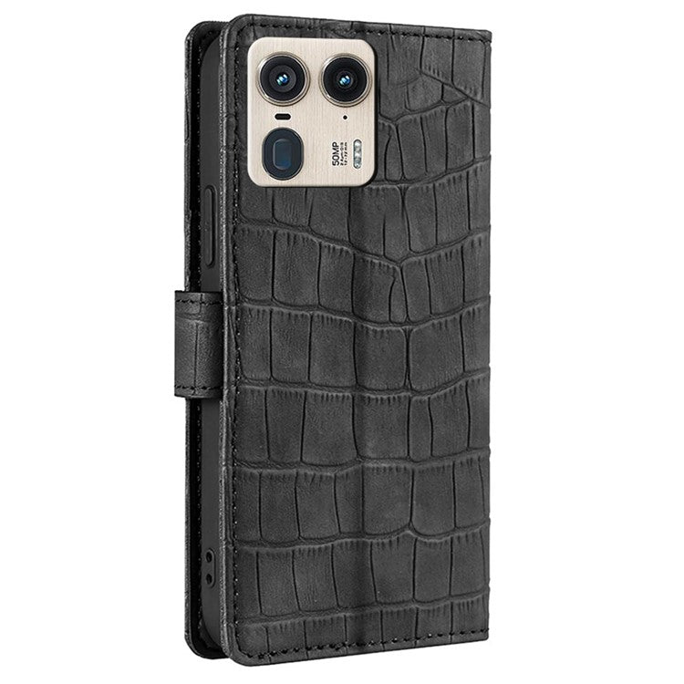 For Motorola Moto X50 Ultra 5G / Edge 50 Ultra 5G Case Crocodile Texture PU Leather Phone Cover - Black