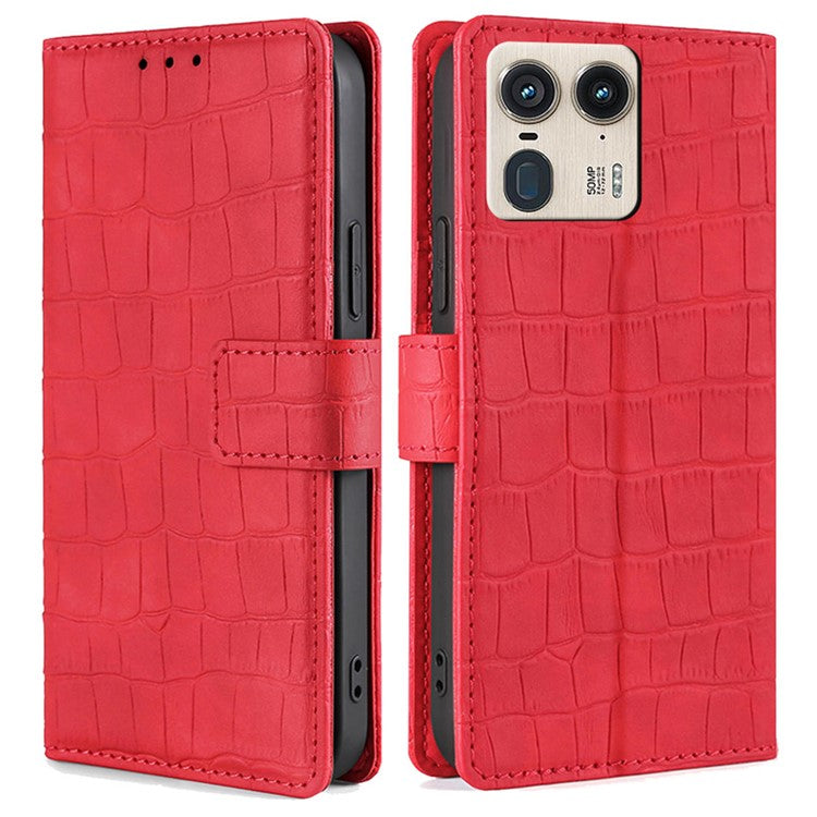 For Motorola Moto X50 Ultra 5G / Edge 50 Ultra 5G Case Crocodile Texture PU Leather Phone Cover - Red