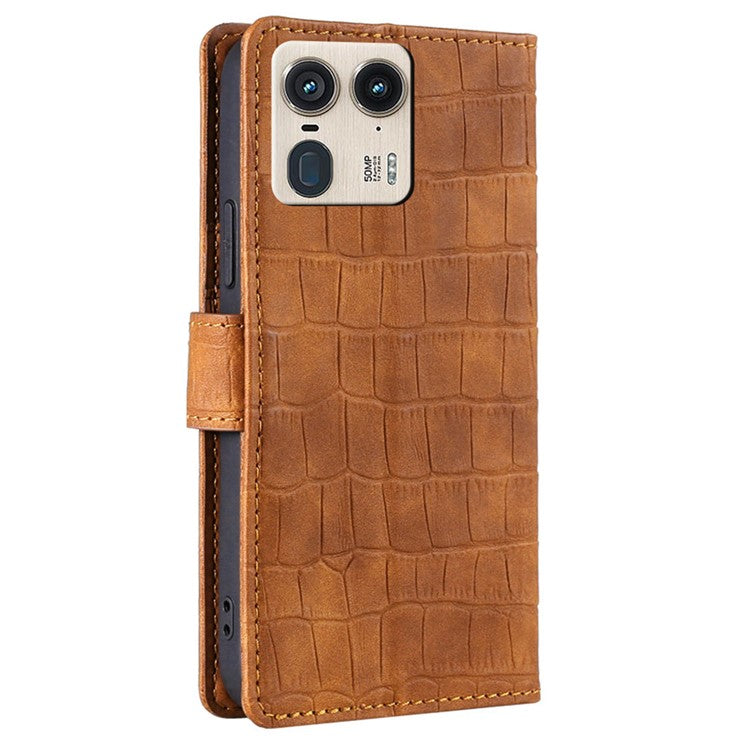 For Motorola Moto X50 Ultra 5G / Edge 50 Ultra 5G Case Crocodile Texture PU Leather Phone Cover - Brown