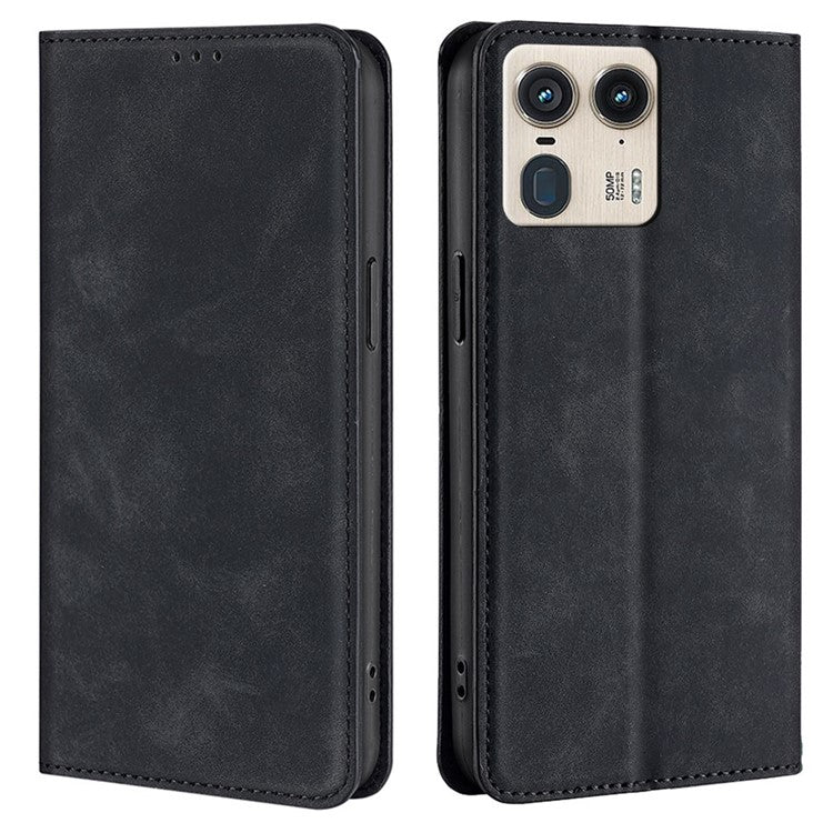 For Motorola Moto X50 Ultra 5G / Edge 50 Ultra 5G Wallet Case PU Leather Magnetic Closing Phone Cover - Black