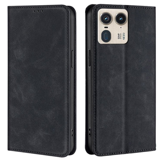 For Motorola Moto X50 Ultra 5G / Edge 50 Ultra 5G Wallet Case PU Leather Magnetic Closing Phone Cover - Black