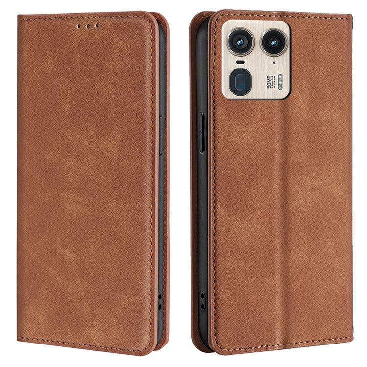 For Motorola Moto X50 Ultra 5G / Edge 50 Ultra 5G Wallet Case PU Leather Magnetic Closing Phone Cover - Light Brown