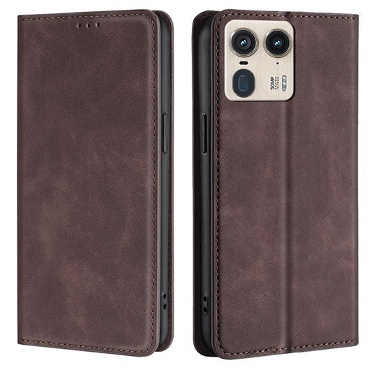 For Motorola Moto X50 Ultra 5G / Edge 50 Ultra 5G Wallet Case PU Leather Magnetic Closing Phone Cover - Dark Brown