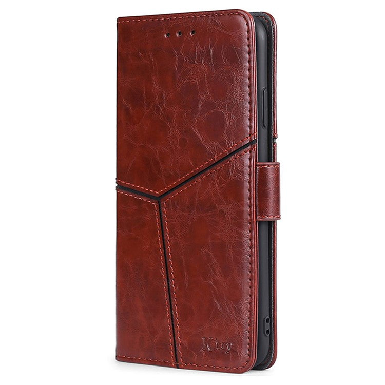 For Motorola Moto X50 Ultra 5G / Edge 50 Ultra 5G Case Geometric Splicing PU Leather Phone Cover - Dark Brown