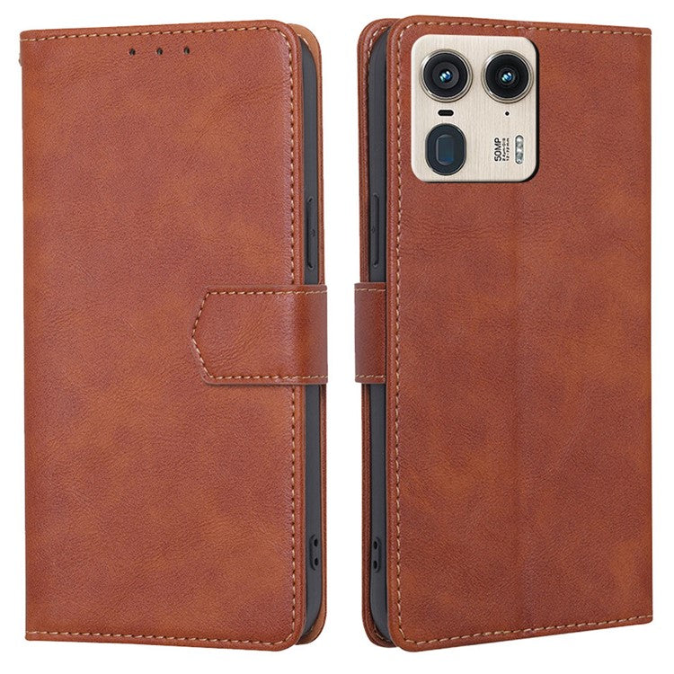 For Motorola Moto X50 Ultra 5G / Edge 50 Ultra 5G Case Leather Phone Cover with RFID Blocking Wallet - Brown