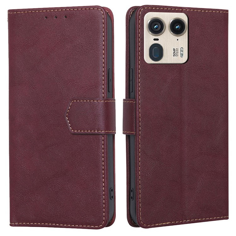 For Motorola Moto X50 Ultra 5G / Edge 50 Ultra 5G Case Leather Phone Cover with RFID Blocking Wallet - Wine Red