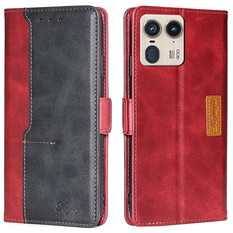 For Motorola Moto X50 Ultra 5G / Edge 50 Ultra 5G Case Contrast Color Wallet Leather Phone Cover - Black+Red
