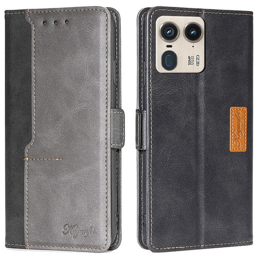 For Motorola Moto X50 Ultra 5G / Edge 50 Ultra 5G Case Contrast Color Wallet Leather Phone Cover - Black+Grey