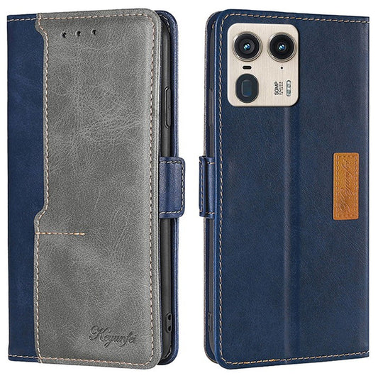 For Motorola Moto X50 Ultra 5G / Edge 50 Ultra 5G Case Contrast Color Wallet Leather Phone Cover - Blue+Grey