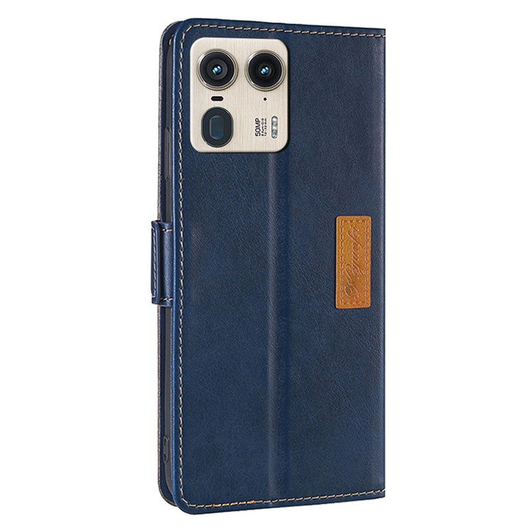 For Motorola Moto X50 Ultra 5G / Edge 50 Ultra 5G Case Contrast Color Wallet Leather Phone Cover - Blue+Grey