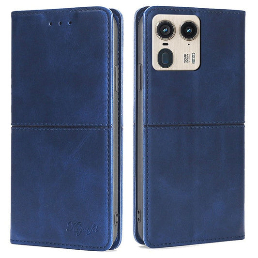 For Motorola Moto X50 Ultra 5G / Edge 50 Ultra 5G Case Card Slots Cowhide Texture Phone Leather Cover - Blue