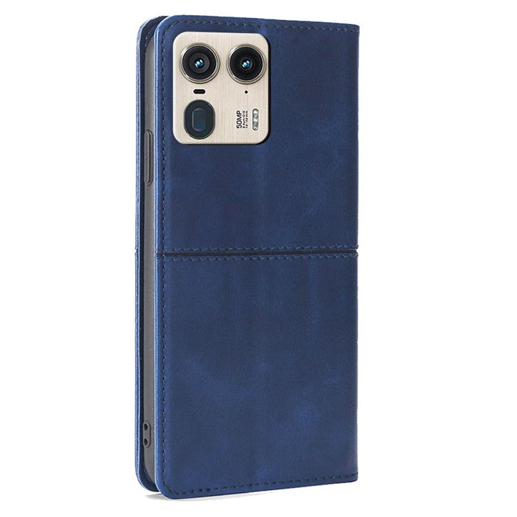 For Motorola Moto X50 Ultra 5G / Edge 50 Ultra 5G Case Card Slots Cowhide Texture Phone Leather Cover - Blue