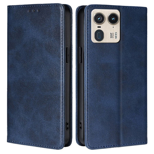 For Motorola Moto X50 Ultra 5G / Edge 50 Ultra 5G Case PU Leather Calf Texture Phone Wallet Cover - Blue
