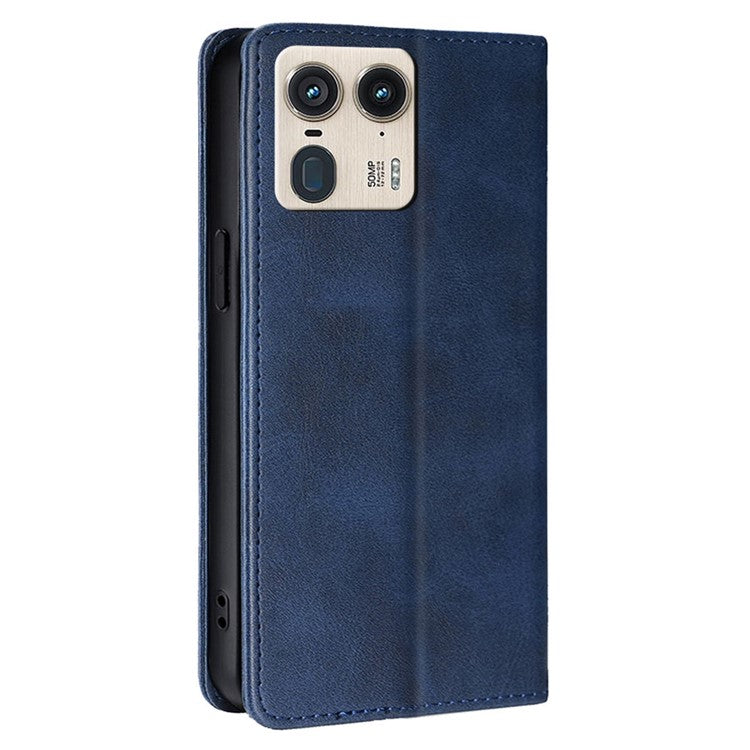 For Motorola Moto X50 Ultra 5G / Edge 50 Ultra 5G Case PU Leather Calf Texture Phone Wallet Cover - Blue