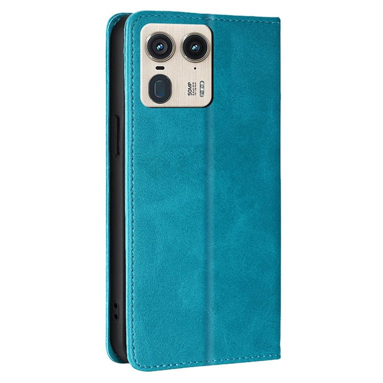 For Motorola Moto X50 Ultra 5G / Edge 50 Ultra 5G Case PU Leather Calf Texture Phone Wallet Cover - Baby Blue