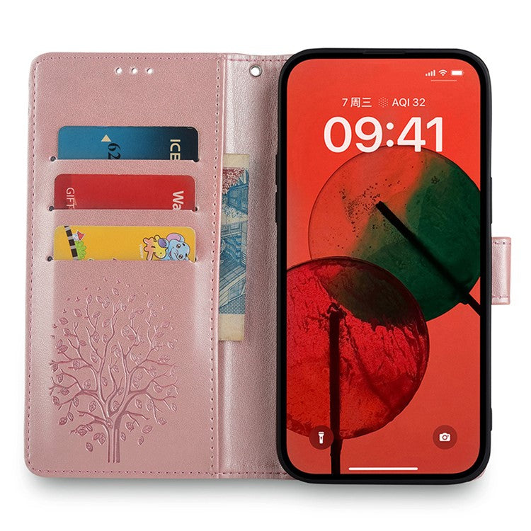For Motorola Moto X50 Ultra 5G / Edge 50 Ultra 5G Case PU Leather Wallet Phone Cover Tree Deer Imprinted - Rose Gold