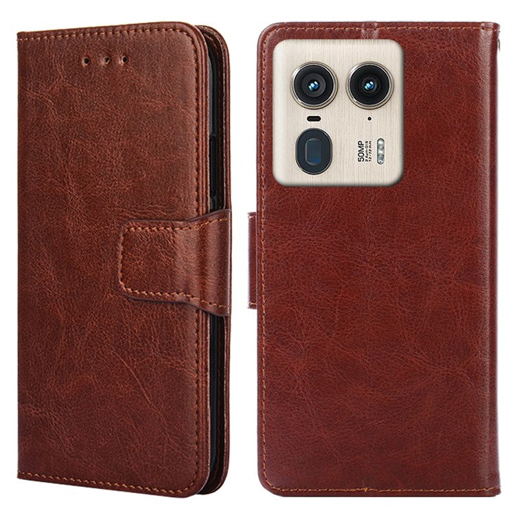For Motorola Moto X50 Ultra 5G / Edge 50 Ultra 5G Case Wallet PU Leather + TPU Folding Stand Phone Cover - Brown