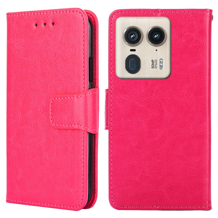 For Motorola Moto X50 Ultra 5G / Edge 50 Ultra 5G Case Wallet PU Leather + TPU Folding Stand Phone Cover - Rose