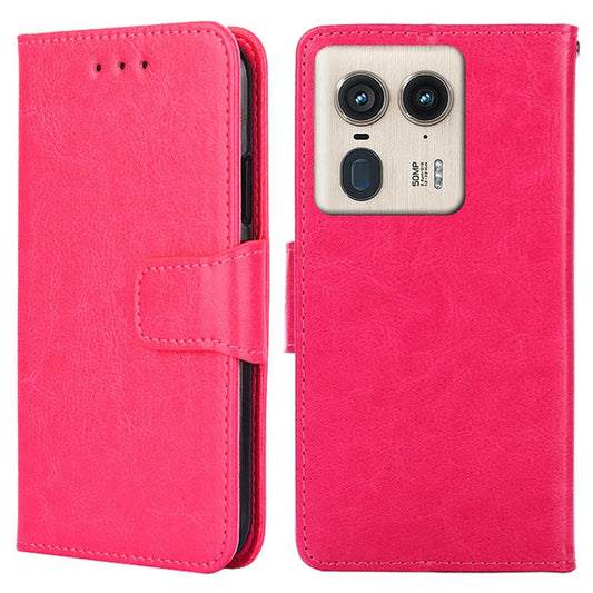 For Motorola Moto X50 Ultra 5G / Edge 50 Ultra 5G Case Wallet PU Leather + TPU Folding Stand Phone Cover - Rose