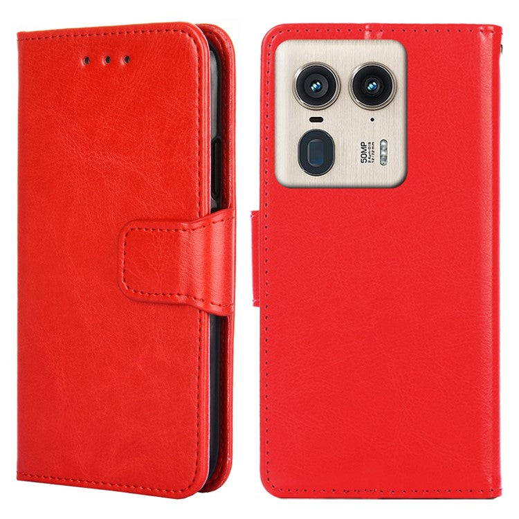For Motorola Moto X50 Ultra 5G / Edge 50 Ultra 5G Case Wallet PU Leather + TPU Folding Stand Phone Cover - Red