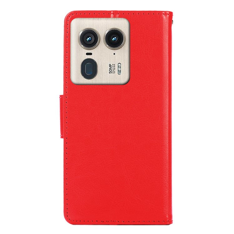 For Motorola Moto X50 Ultra 5G / Edge 50 Ultra 5G Case Wallet PU Leather + TPU Folding Stand Phone Cover - Red