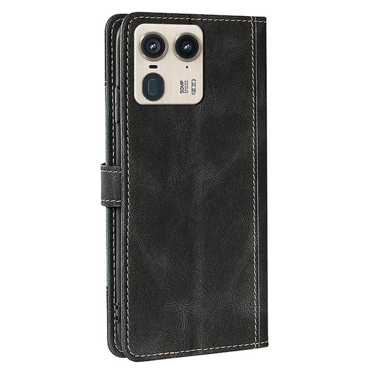 For Motorola Moto X50 Ultra 5G / Edge 50 Ultra 5G Case Leather Wallet Phone Cover with Straw Hat Magnetic Clasp - Black