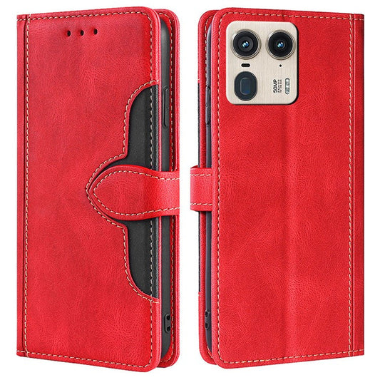 For Motorola Moto X50 Ultra 5G / Edge 50 Ultra 5G Case Leather Wallet Phone Cover with Straw Hat Magnetic Clasp - Red