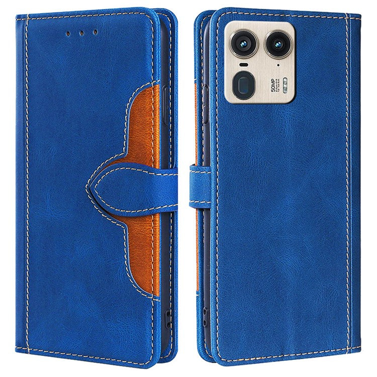 For Motorola Moto X50 Ultra 5G / Edge 50 Ultra 5G Case Leather Wallet Phone Cover with Straw Hat Magnetic Clasp - Blue