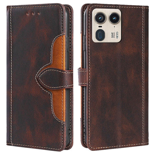 For Motorola Moto X50 Ultra 5G / Edge 50 Ultra 5G Case Leather Wallet Phone Cover with Straw Hat Magnetic Clasp - Brown