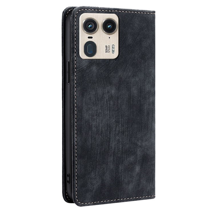 For Motorola Moto X50 Ultra 5G / Edge 50 Ultra 5G Case RFID Blocking Wallet Leather Phone Cover - Black