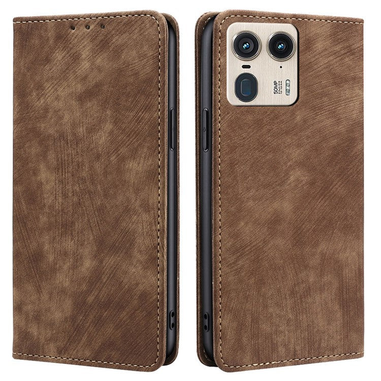 For Motorola Moto X50 Ultra 5G / Edge 50 Ultra 5G Case RFID Blocking Wallet Leather Phone Cover - Brown