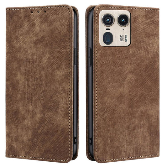 For Motorola Moto X50 Ultra 5G / Edge 50 Ultra 5G Case RFID Blocking Wallet Leather Phone Cover - Brown
