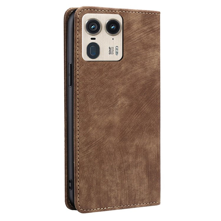 For Motorola Moto X50 Ultra 5G / Edge 50 Ultra 5G Case RFID Blocking Wallet Leather Phone Cover - Brown