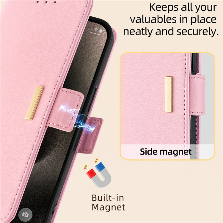 For Motorola Moto X50 Ultra 5G / Edge 50 Ultra 5G Case PU Leather Wallet Stand Phone Cover with Crossbody Shoulder Strap - Pink