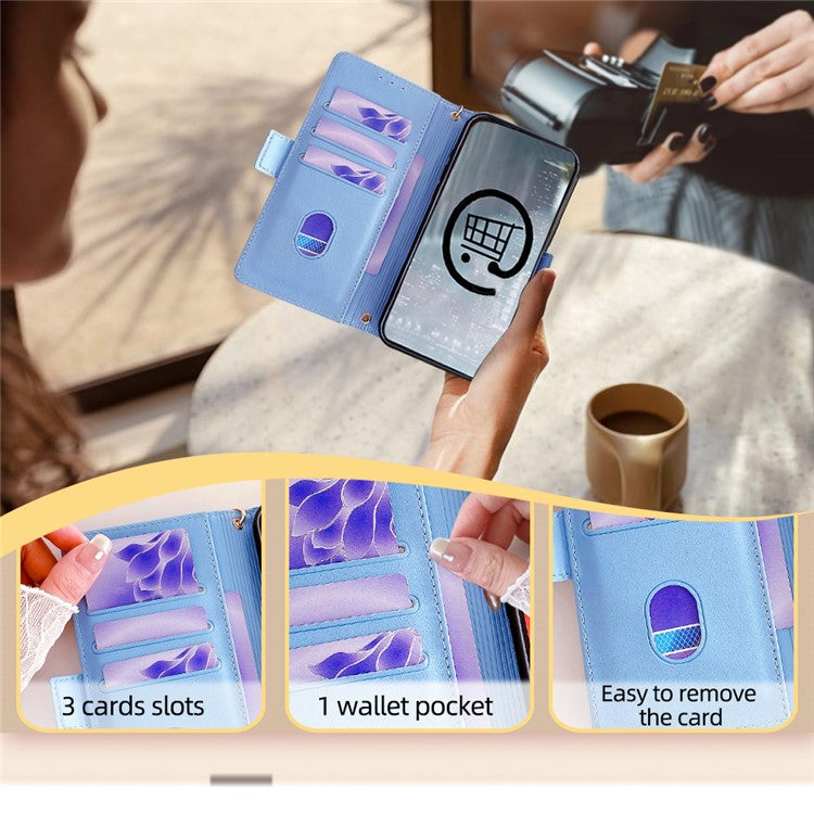 For Motorola Moto X50 Ultra 5G / Edge 50 Ultra 5G Case PU Leather Wallet Stand Phone Cover with Crossbody Shoulder Strap - Blue