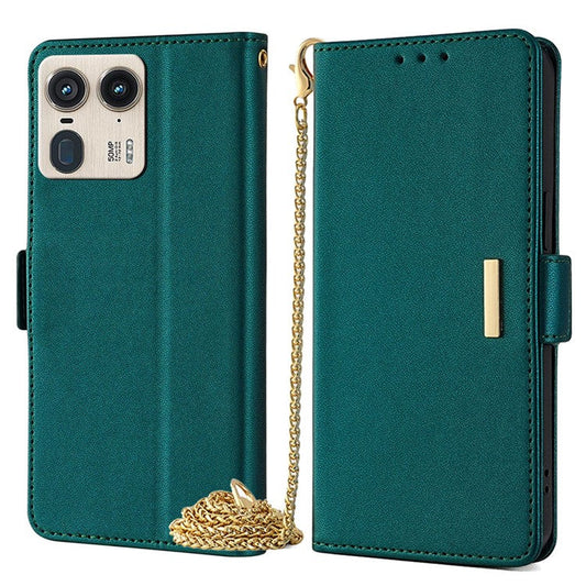 For Motorola Moto X50 Ultra 5G / Edge 50 Ultra 5G Case PU Leather Wallet Stand Phone Cover with Crossbody Shoulder Strap - Green