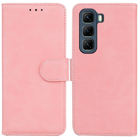 For Infinix Hot 50 4G Case Solid Color Leather Wallet Phone Cover - Pink