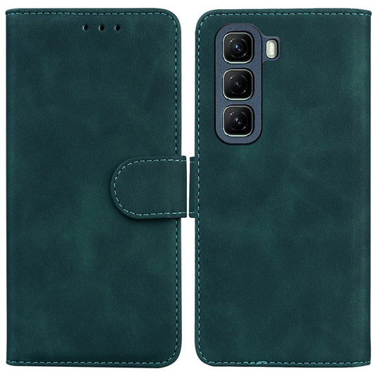 For Infinix Hot 50 4G Case Solid Color Leather Wallet Phone Cover - Green