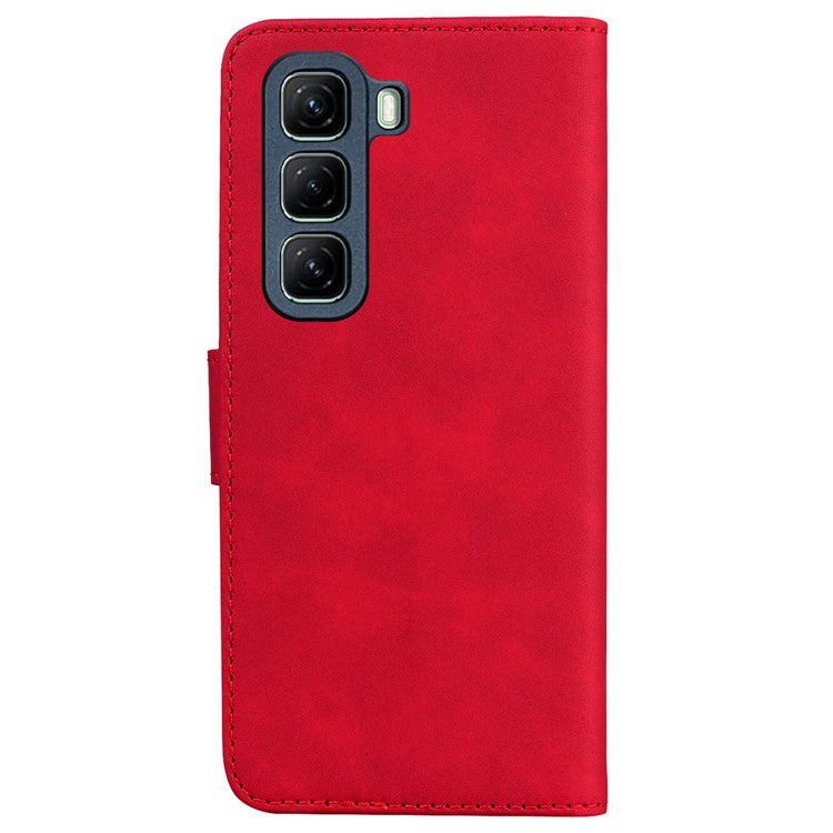 For Infinix Hot 50 4G Case Solid Color Leather Wallet Phone Cover - Red