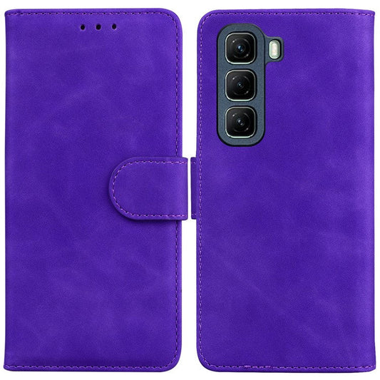 For Infinix Hot 50 4G Case Solid Color Leather Wallet Phone Cover - Purple