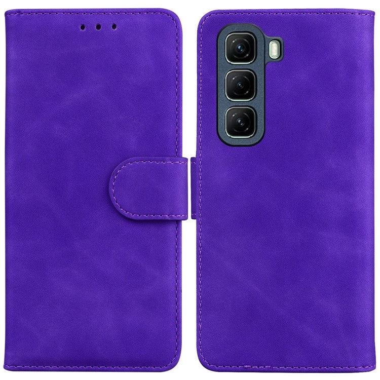 For Infinix Hot 50 5G Case Solid Color Leather Wallet Phone Cover - Purple