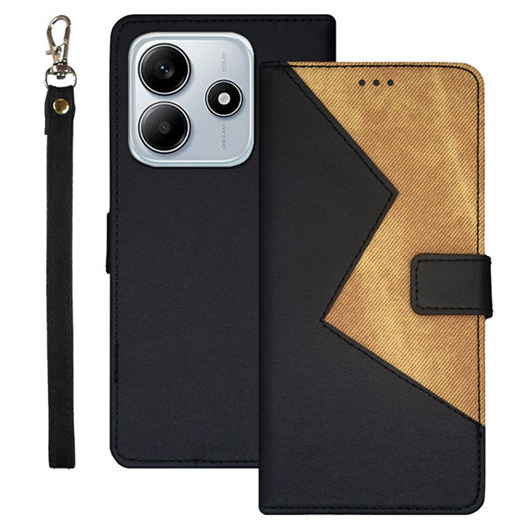 IDEWEI For Xiaomi Redmi Note 14 5G / 14 4G Case Card Slots Splicing Color Leather Phone Cover - Black