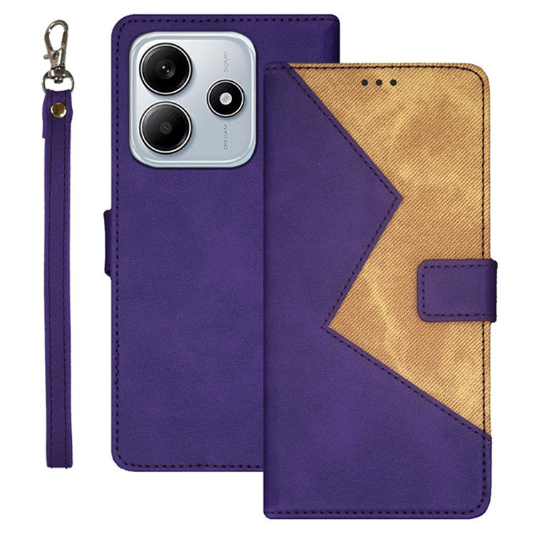 IDEWEI For Xiaomi Redmi Note 14 5G / 14 4G Case Card Slots Splicing Color Leather Phone Cover - Purple