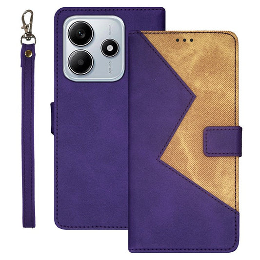 IDEWEI For Xiaomi Redmi Note 14 5G / 14 4G Case Card Slots Splicing Color Leather Phone Cover - Purple