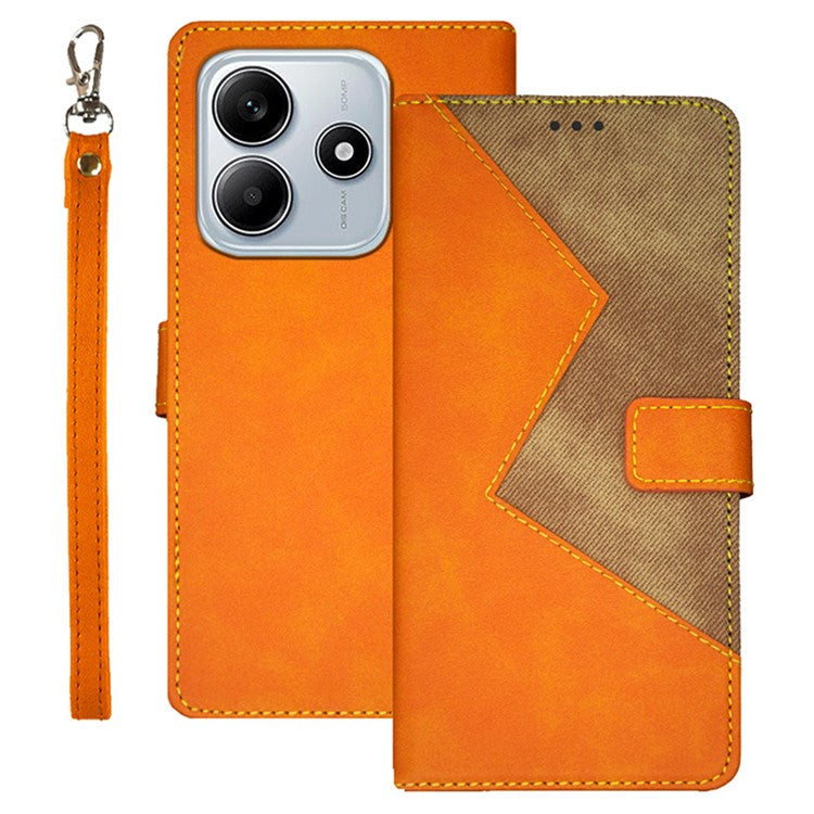 IDEWEI For Xiaomi Redmi Note 14 5G / 14 4G Case Card Slots Splicing Color Leather Phone Cover - Yellow