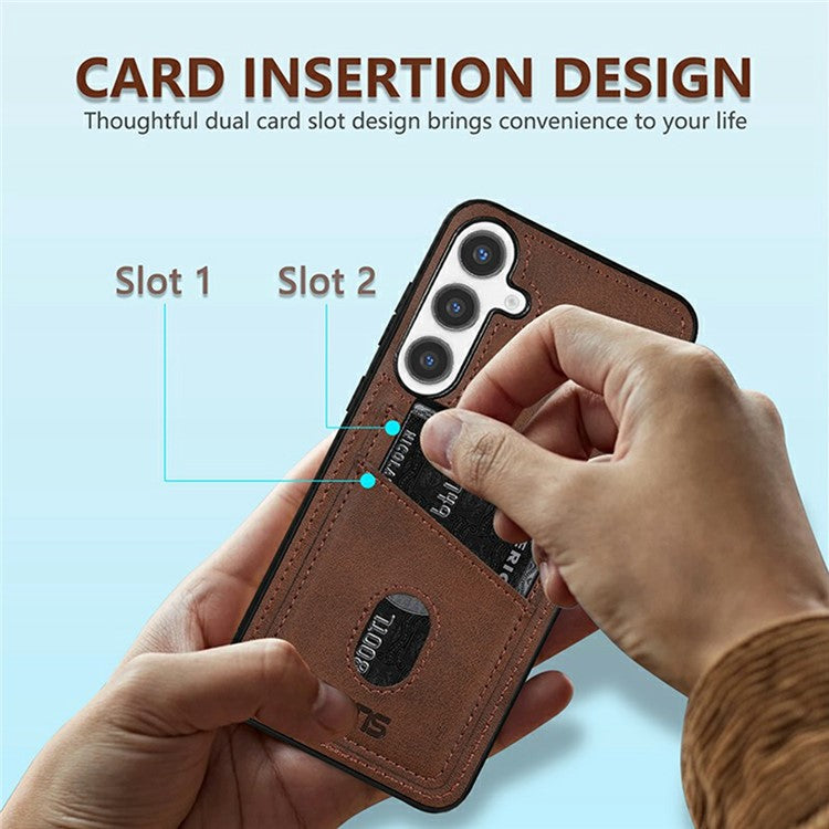 AZNS K1 Series For Samsung Galaxy S24+ Case Calf Texture Anti-Drop PU+TPU Phone Cover - Blue