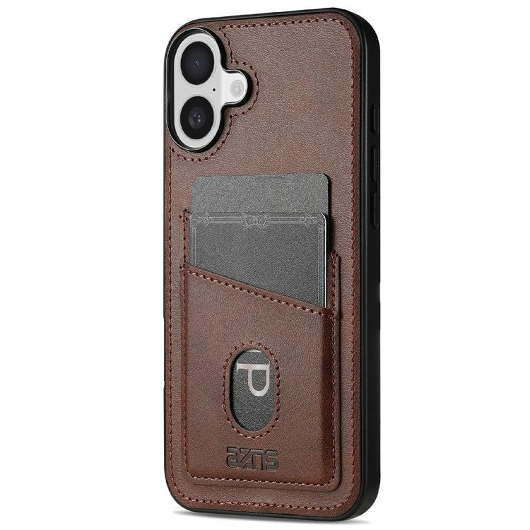 AZNS K1 Series For iPhone 16 Case Calf Texture Anti-Drop PU+TPU Phone Cover - Coffee